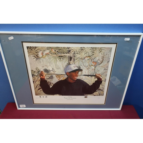 381 - Framed & mounted signed Eldrick Tiger Woods Bankok Thailand 1996 print