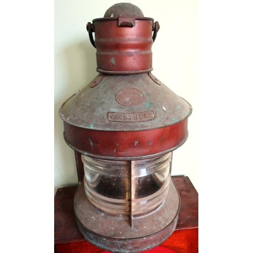386 - Ships mast head light with plaque for Buyers, Aberdeen No. 3757
