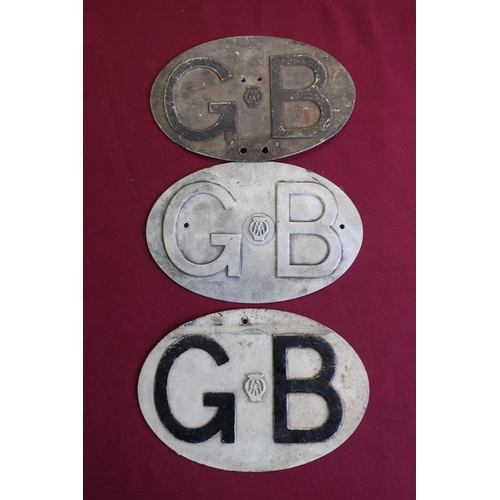 390 - Three alloy AA GB car badges