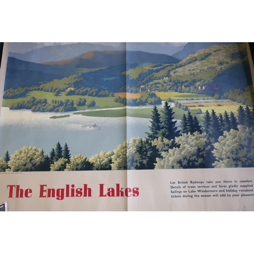 532 - Collection of three large unframed British Railway advertising posters including The English Lakes, ... 