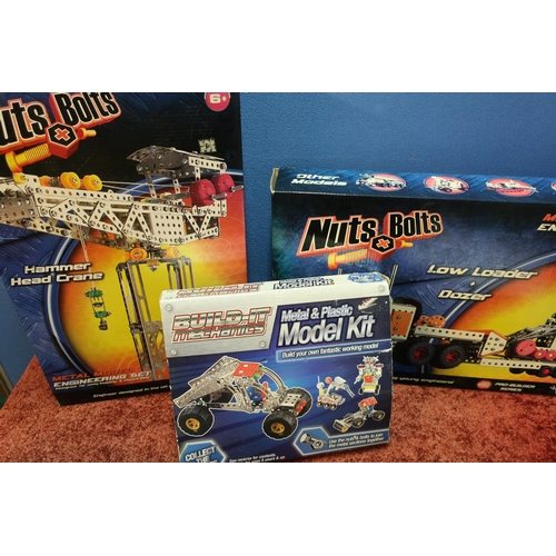 137 - Boxed Nuts and Bolts Metal Model Engineering Set, similar Low Loader and Dozer Builder Mechanic Set ... 
