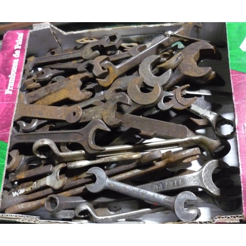 18 - Box containing a large quantity of spanners of various sizes