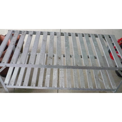 43 - Two tier aluminium greenhouse shelving unit