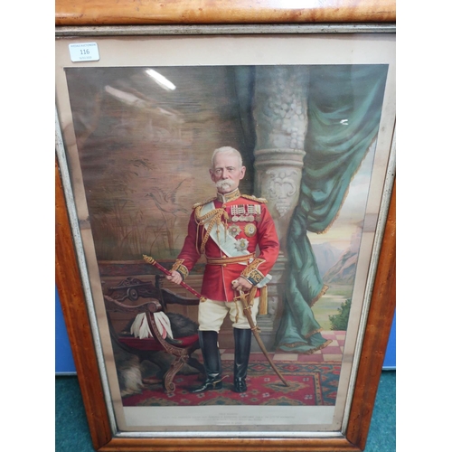 116 - Maple framed and mounted coloured print of Field Marshall Frederick Sleigh Earl Roberts of Kandahar ... 