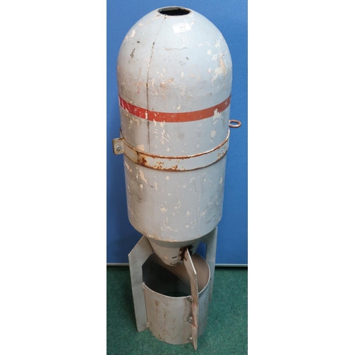 122 - Fibre glass and aluminium round nose bomb casing (height 105cm)