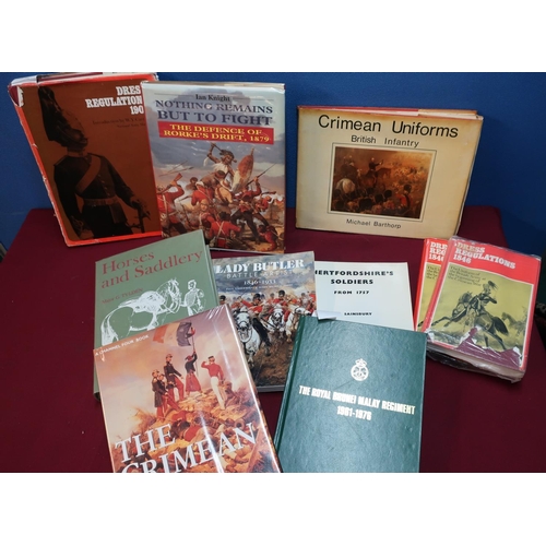 55 - Quantity of military related books and military reference books on various subjects, mostly 19th C, ... 