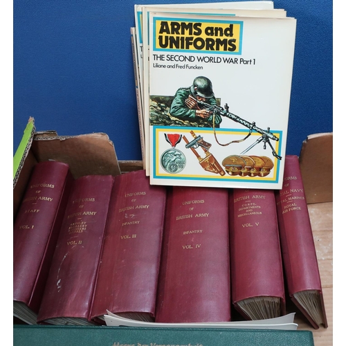 69 - Box containing a quantity of military reference research books relating to military uniforms, includ... 