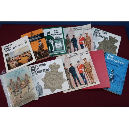 79 - Small selection of volunteer unit regimental reference books (10) including West York Rifle Voluntee... 