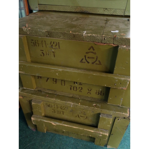 92 - Two military wooden ammo/munitions type crates (122cm x 53cm x 60cm)