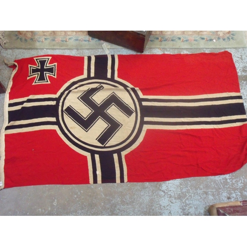 131 - Large WWII German Nazi Kriegsmarine flag with eagle above Swastika M Krfl 150 x 250 including old re... 