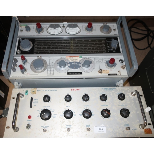 104 - Model 132L Pulse Generator from E-H Research Laboratories and a 1980 military issue Marconi Instrume... 