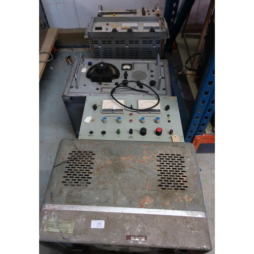110 - Selection of mid - late 20th C and Cold War era military electronic equipment, including a video osc... 