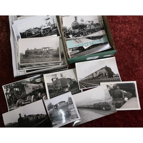 14 - Two boxes containing a large quantity of railway related black & white photographs and photographic ... 