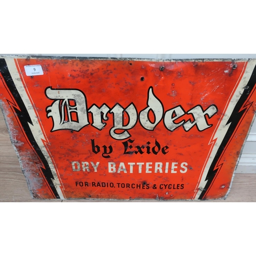 9 - Advertising tin sign for Drydex Dried Batteries (62cm x 43cm)