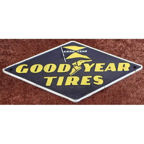 46 - Cast metal diamond shaped Goodyear Tyres sign (40cm x 18.5cm)