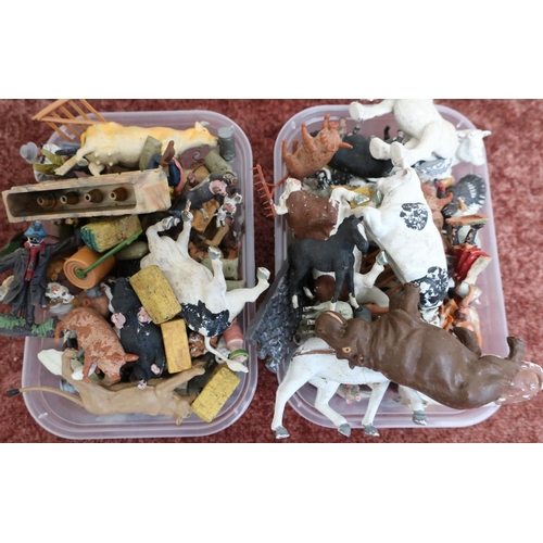 112 - Large selection of mostly Britains farm and wildlife animals in two boxes