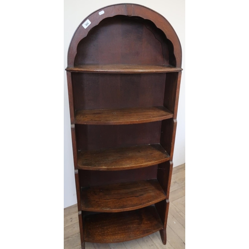 505 - Early-mid 20th C oak five tier domed top bookcase (width 61cm, 155cm high)