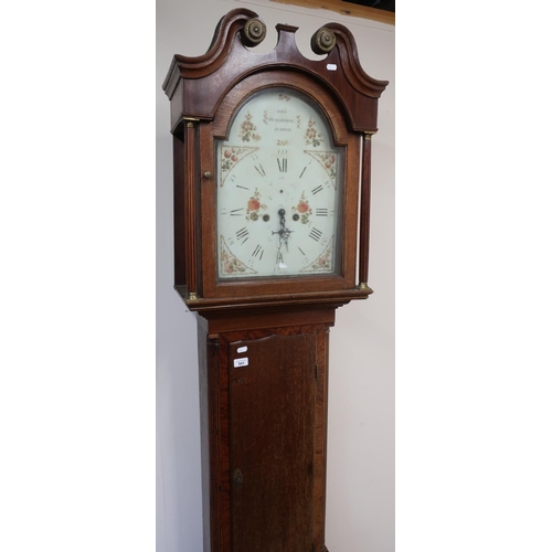 541 - John Richardson of Bubwith 8 day long case clock with painted dial and oak & mahogany cross banded c... 