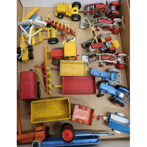 118 - Box of various vintage Britains and other die-cast agricultural vehicles, implements etc