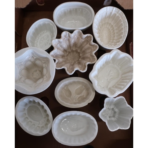 104 - Collection of ten various small jelly moulds including Shelley, and various pattern moulds including... 