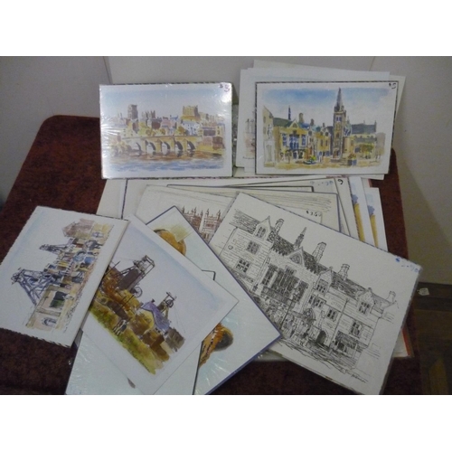 595 - Large selection of unframed F. M. Atkinson prints, artworks etc