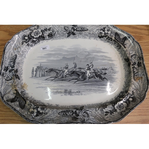 601 - Extremely large Copeland & Garrett Victorian service platter with transfer print detail and central ... 