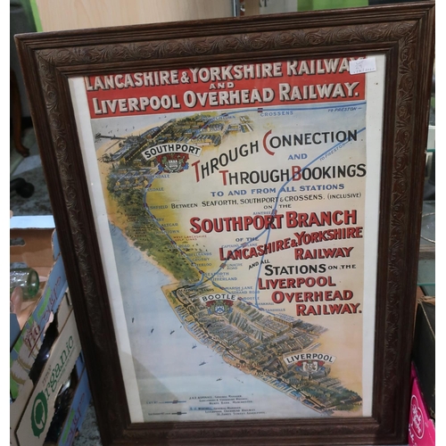 29 - Framed and mounted print of a railway poster for Lancashire and Yorkshire Railway and Liverpool Over... 