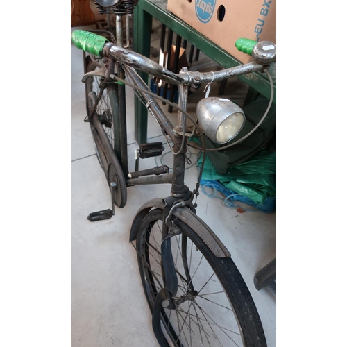 160 - Vintage rally bicycle with chrome headlamp and rear parcel shelf, (possibly home guard issue)