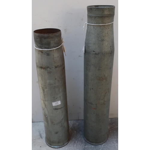 172 - Large alloy shell casing for GunM68 105mm (height 61cm) and a similar alloy casing with Russian type... 