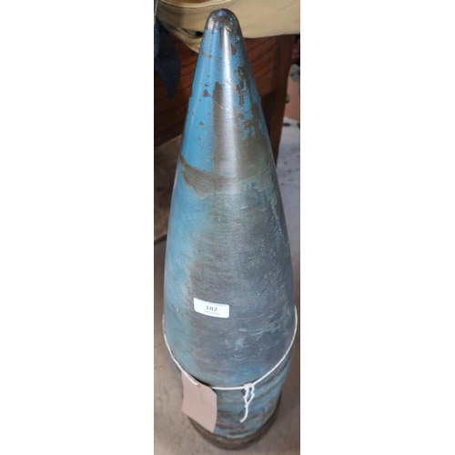 182 - Extremely large artillery shell/missile head (height 90cm) retaining blue painted finish