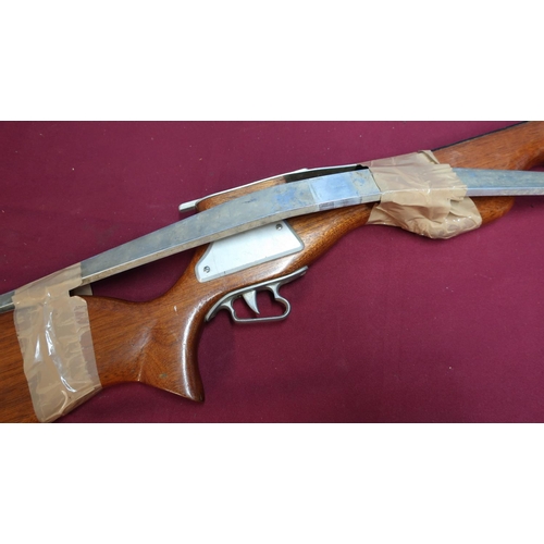 418 - Wooden stocked modern crossbow with aluminium mounts and bow