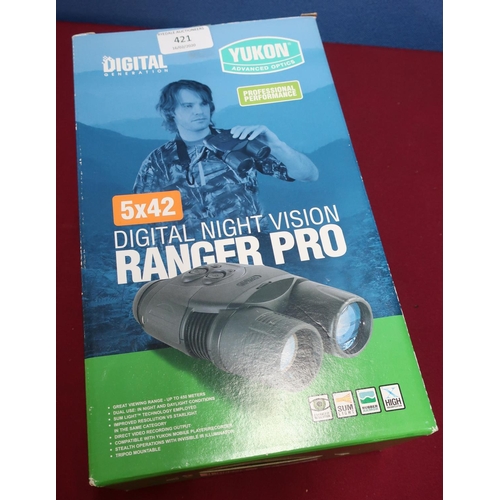 421 - Boxed as new Yukon 5x42 Digital Night Vision Ranger Pro optics