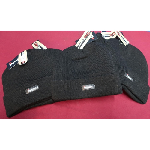 434 - Five new ex shop stock Thinsulate black beanie hats