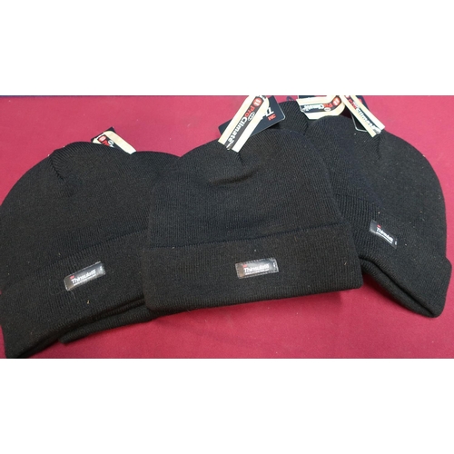 435 - Five new ex shop stock Thinsulate black beanie hats