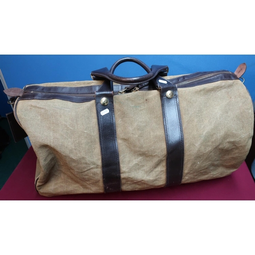 447 - As new Holland & Holland leather trimmed and canvas holdall type bag with additional shoulder strap ... 