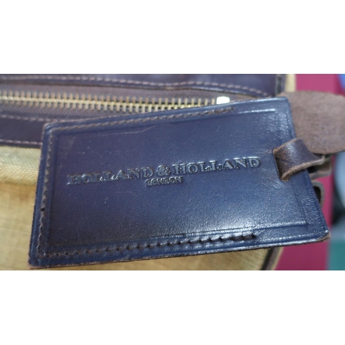 447 - As new Holland & Holland leather trimmed and canvas holdall type bag with additional shoulder strap ... 