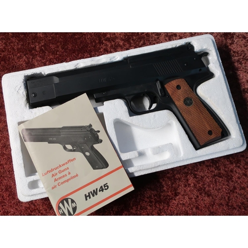 500 - Weihrauch H W 45 air pistol 4.5/.177, serial no 354055, groove for telescopic sight, stamped H Weihr... 