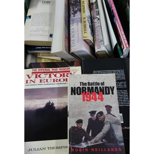 210 - Box of various military books including The Battle Of Normandy, The Boer War, British Regiments At G... 