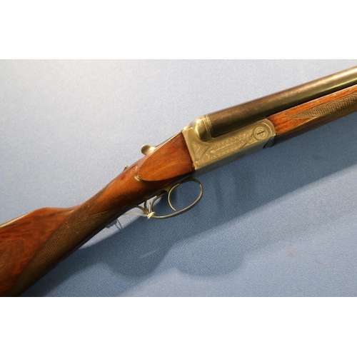 821 - Sabel 12 bore side by side ejector shotgun, with 27 1/2 inch barrel, choke 1/4 and 3/4, 14 1/2 inch ... 