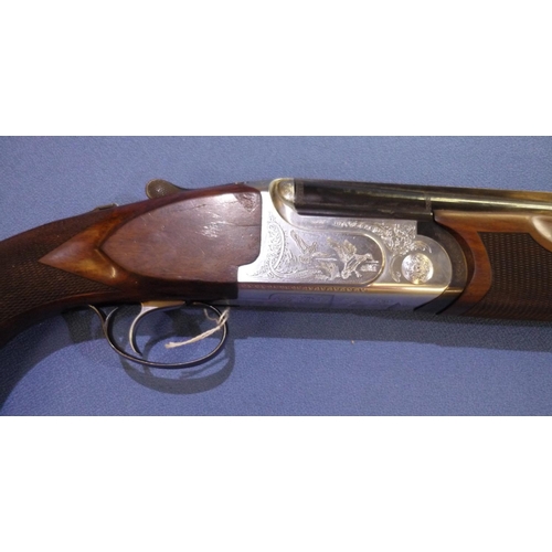 819 - Cased John MacNab Claymore 12 bore over & Under ejector shotgun with 29 1/2inch barrels with raised ... 