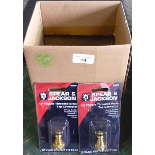 14 - Box containing seven Spear and Jackson half inch female threaded brass tap connector