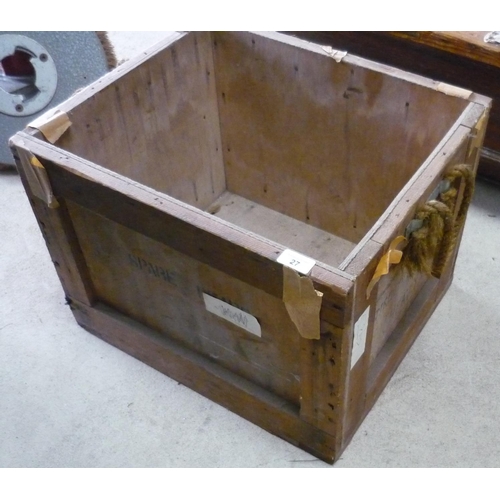 27 - Rope handled wooden chest