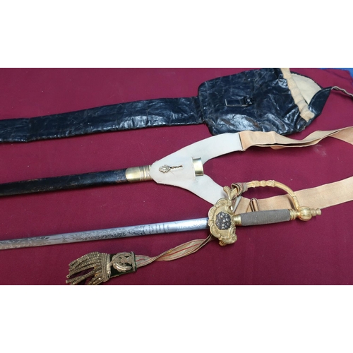 205 - Rare British Edward VII Royal Company of Archers dress sword complete with black leather and brass m... 