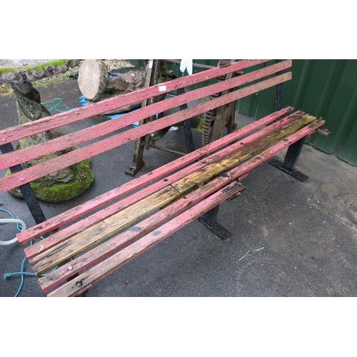 130 - Cast metal and wood bench