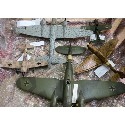 253 - Six made up and well painted Airfix WWII period German aircraft, including Junkers Bomber, Focke-Wul... 