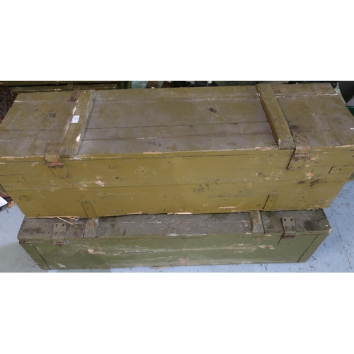 249 - Two wooden military style ammo/equipment storage crates (120cm x 35cm x 35cm and 125cm x 54cm x 29cm... 