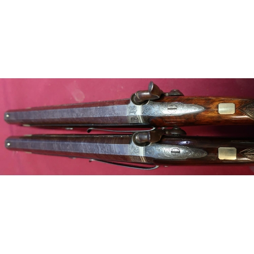 265 - Pair of 16 bore percussion officers belt/dueling pistols by Hollis & Sheath of Birmingham (circa 184... 