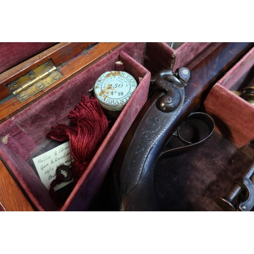 265 - Pair of 16 bore percussion officers belt/dueling pistols by Hollis & Sheath of Birmingham (circa 184... 