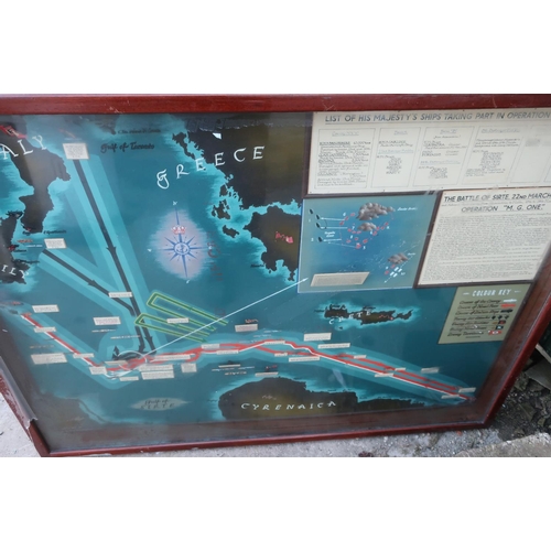 295 - Large cased mahogany framed painted and model display showing the Battle of Sirte on 22nd March 1942... 