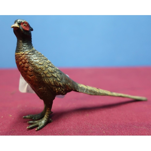 386 - Cold painted bronzed figure of a cock pheasant (7.5cm high)